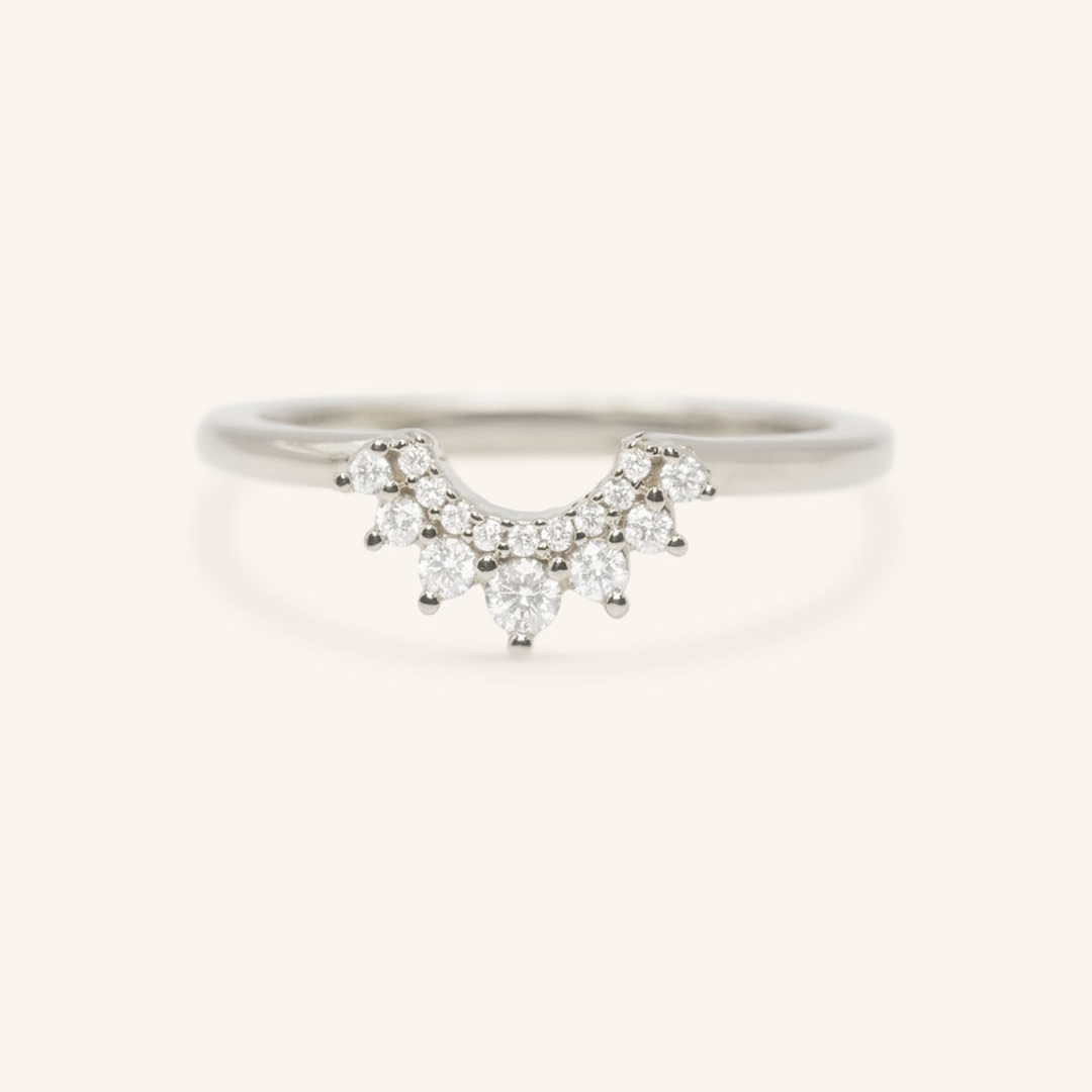 0.153 TCW Round Curved Moissanite Wedding Band