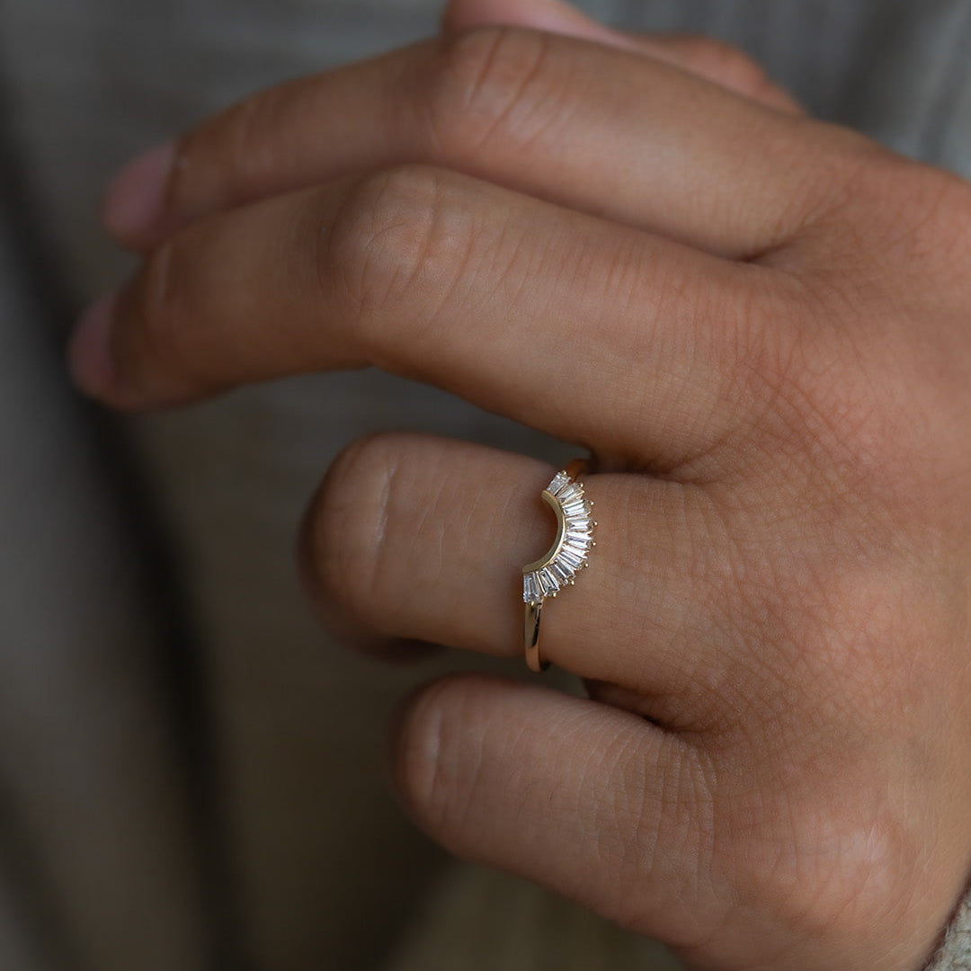 0.26 TCW Baguette Curved Moissanite Wedding Band