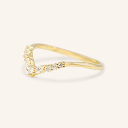 0.23 TCW Round Curved Moissanite Wedding Band