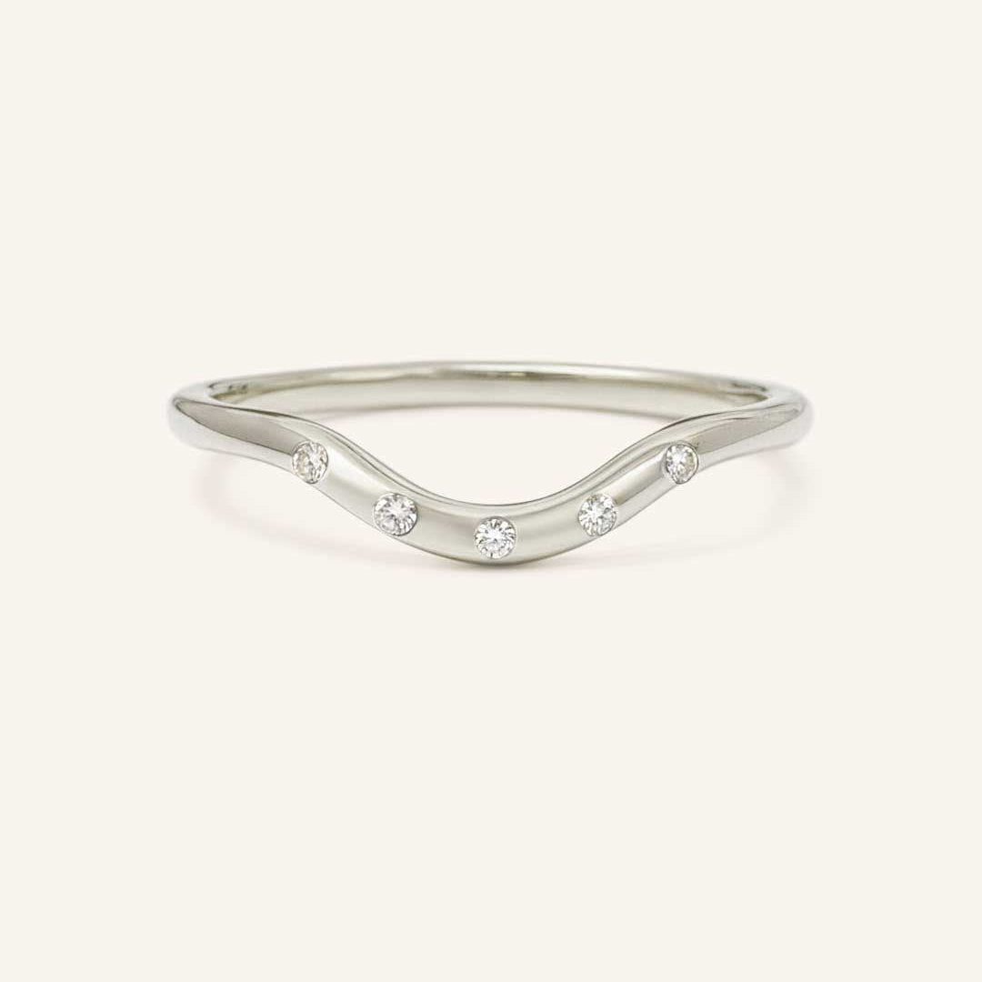 0.01 TCW Round Flush Setting Moissanite Wedding Band