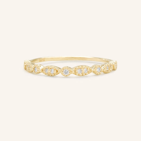 0.08 TCW Round Milgrain Moissanite Wedding Band