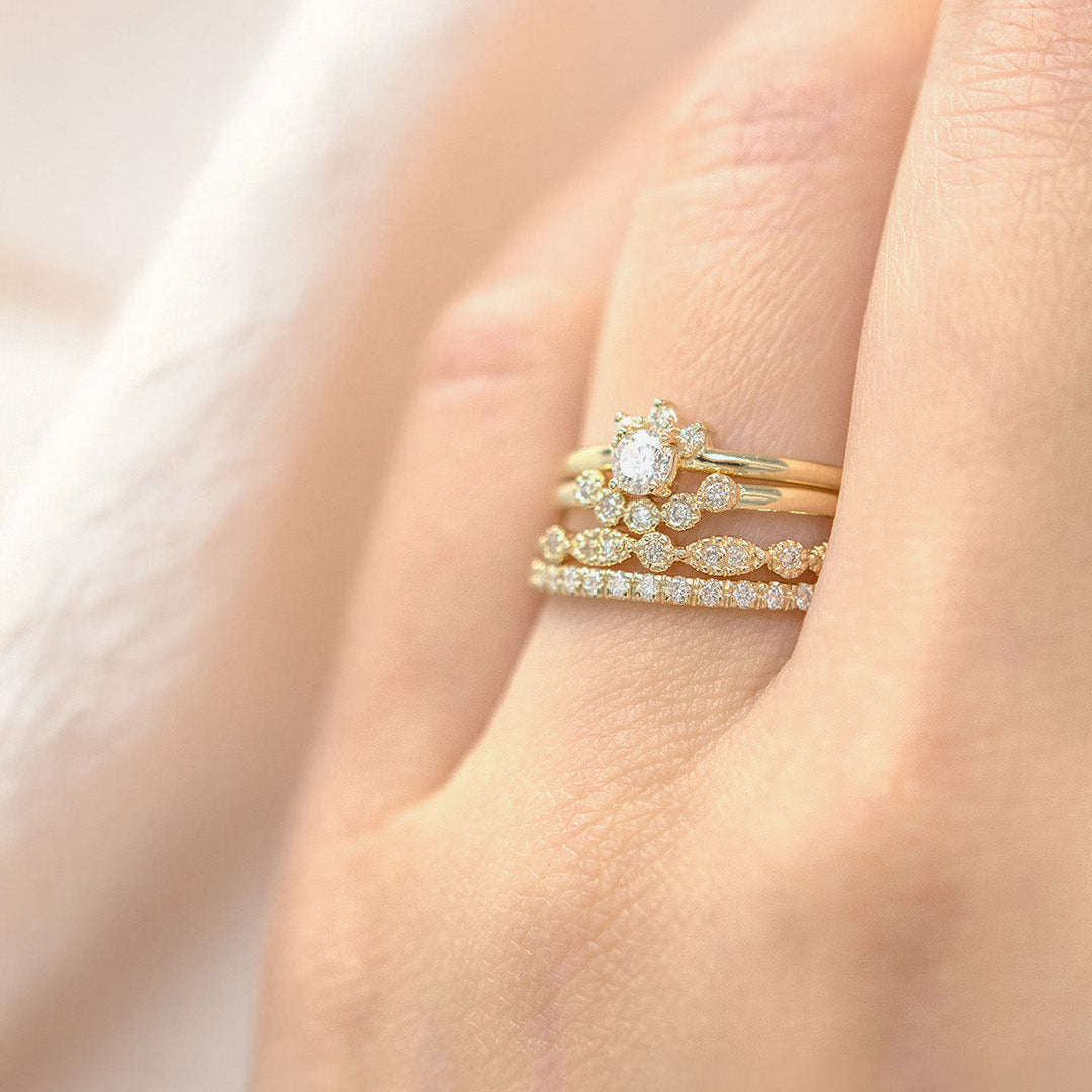 0.08 TCW Round Milgrain Moissanite Wedding Band