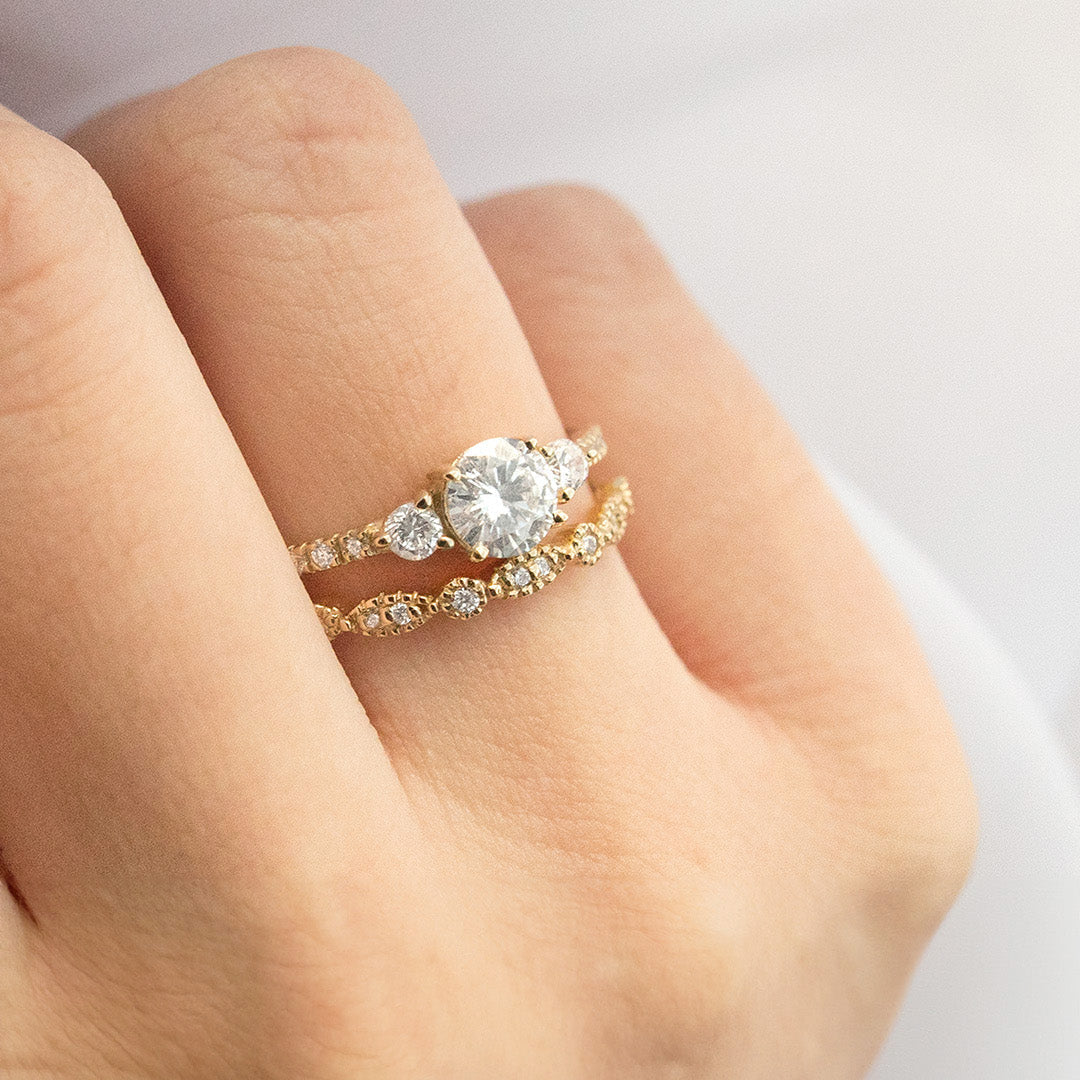 0.08 TCW Round Milgrain Moissanite Wedding Band