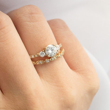 0.08 TCW Round Milgrain Moissanite Wedding Band