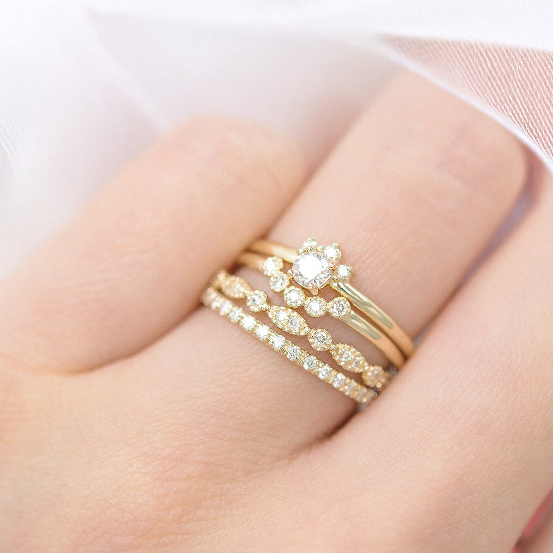 0.08 TCW Round Milgrain Moissanite Wedding Band