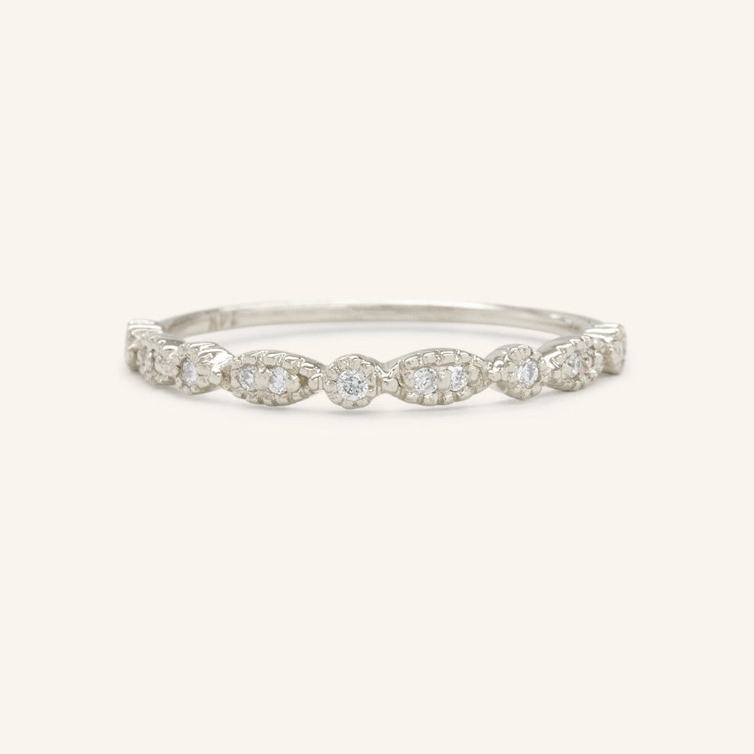 0.08 TCW Round Milgrain Moissanite Wedding Band