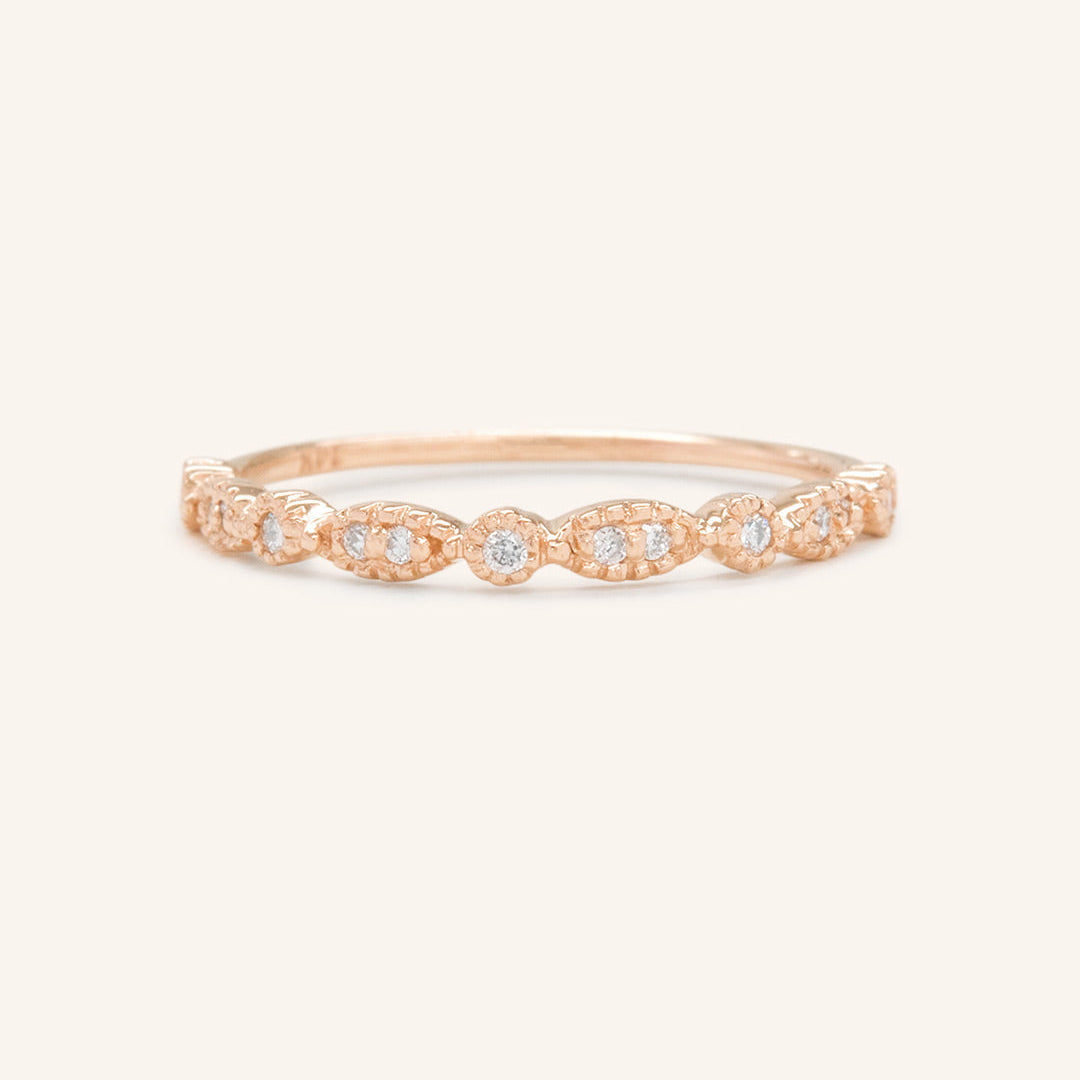 0.08 TCW Round Milgrain Moissanite Wedding Band