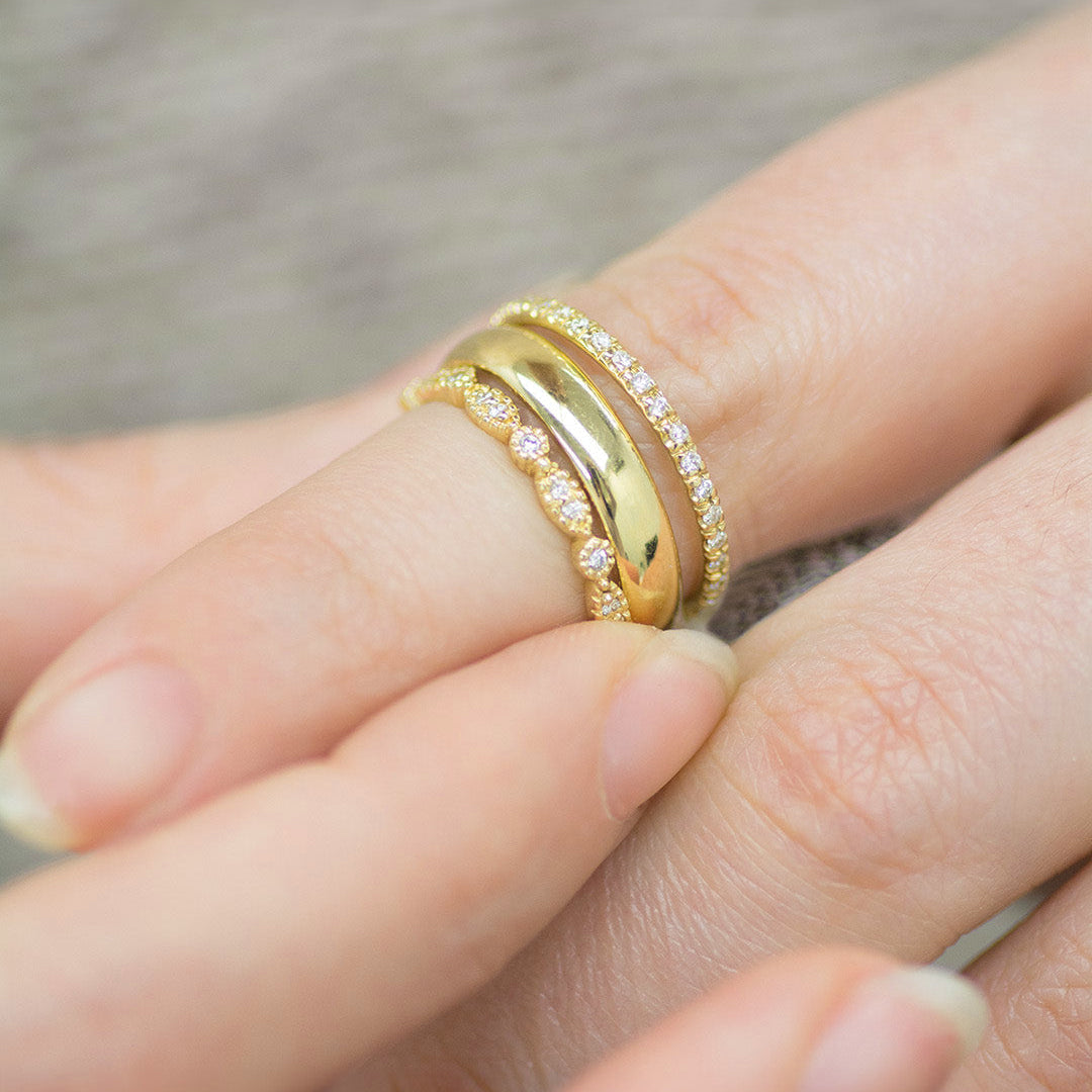 0.08 TCW Round Milgrain Moissanite Wedding Band