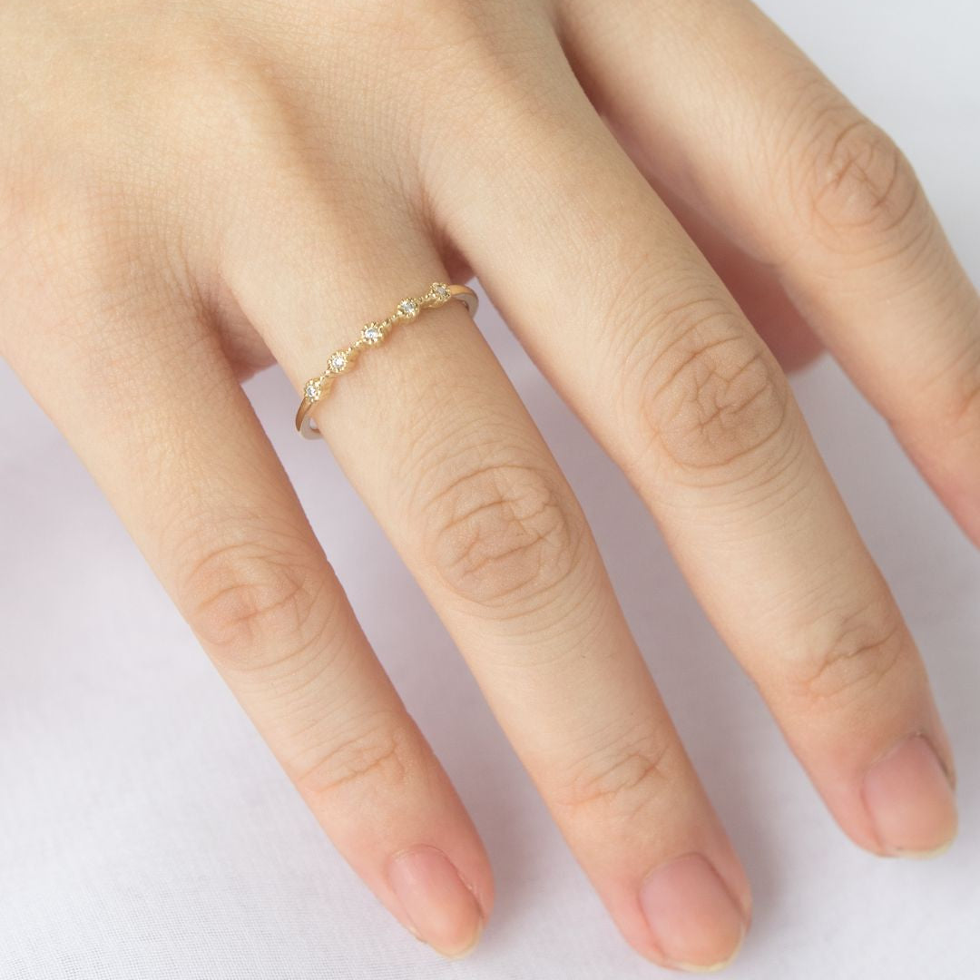 0.12 TCW Round Milgrain Moissanite Wedding Band