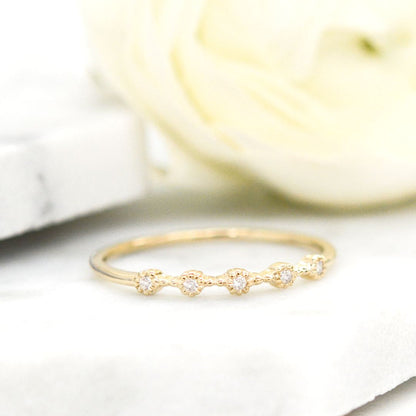 0.12 TCW Round Milgrain Moissanite Wedding Band
