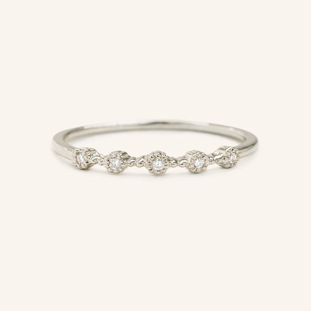 0.12 TCW Round Milgrain Moissanite Wedding Band