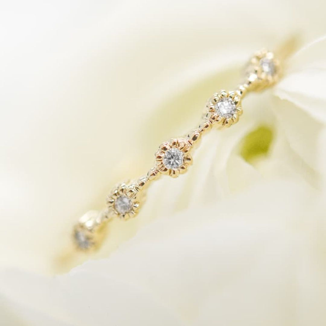 0.12 TCW Round Milgrain Moissanite Wedding Band