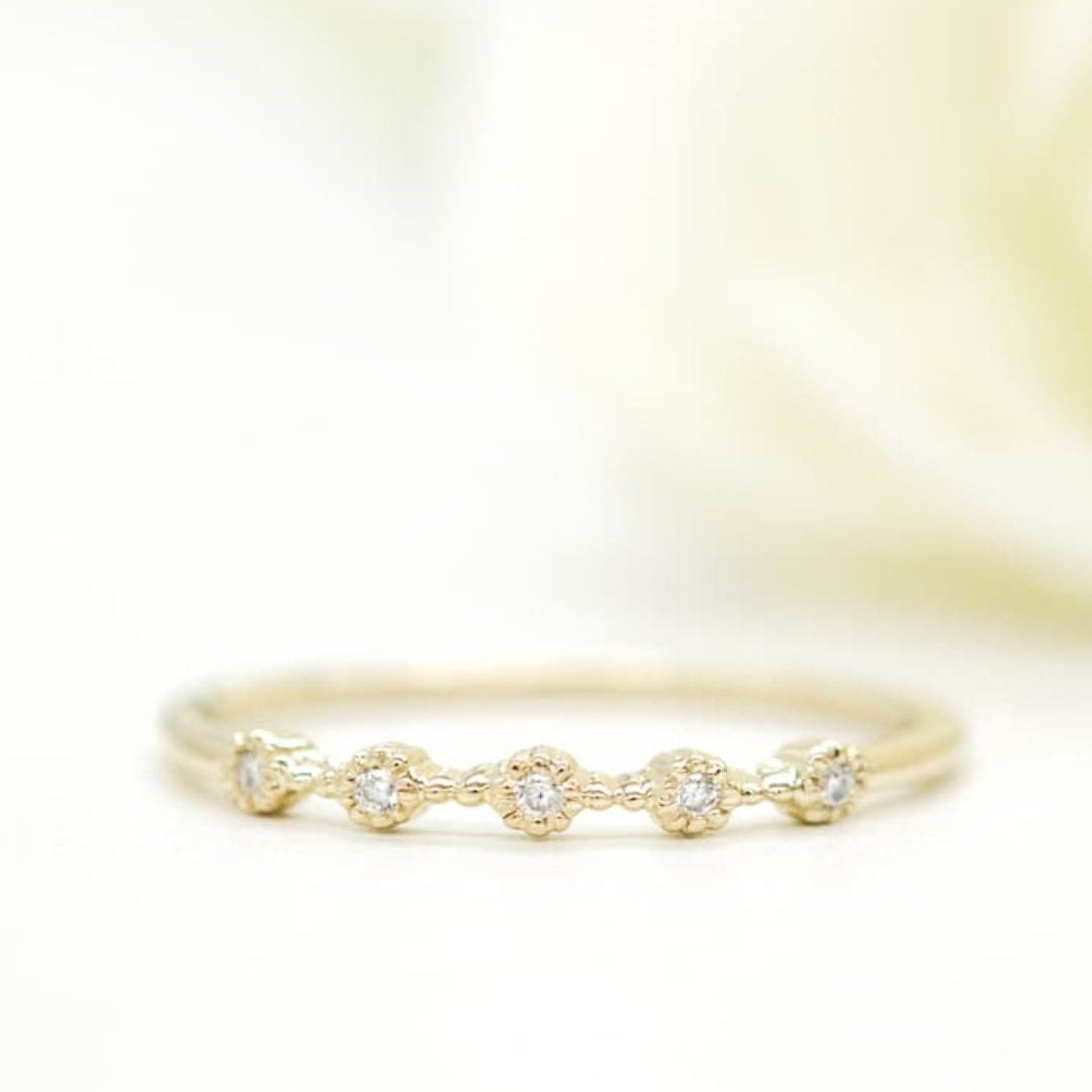 0.12 TCW Round Milgrain Moissanite Wedding Band