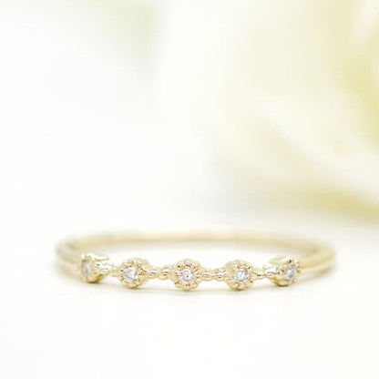 0.12 TCW Round Milgrain Moissanite Wedding Band