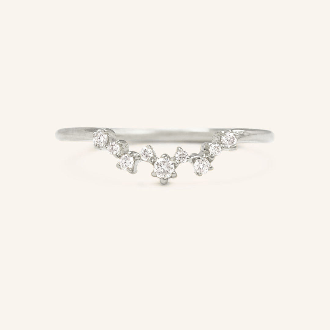 0.10 TCW Round Curved Moissanite Wedding Band