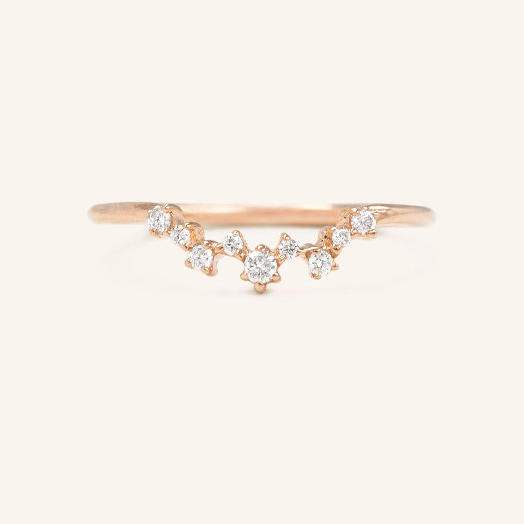 0.10 TCW Round Curved Moissanite Wedding Band