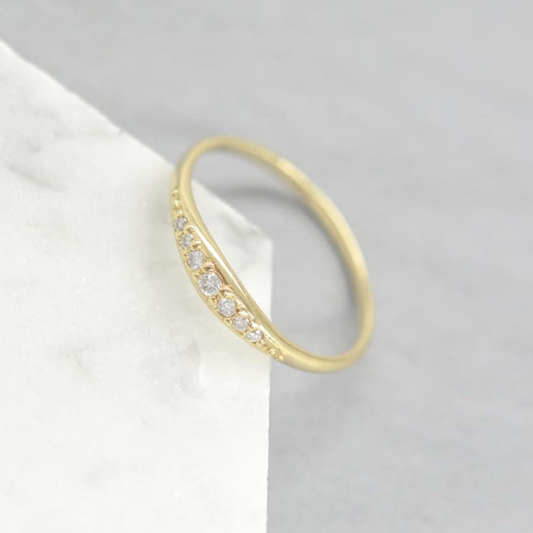 0.09 TCW Round Curved Moissanite Wedding Band