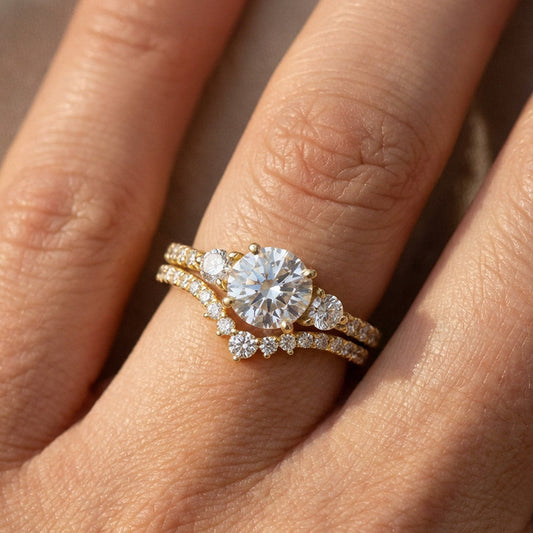 1.35 TCW Round Curved Moissanite Wedding Band
