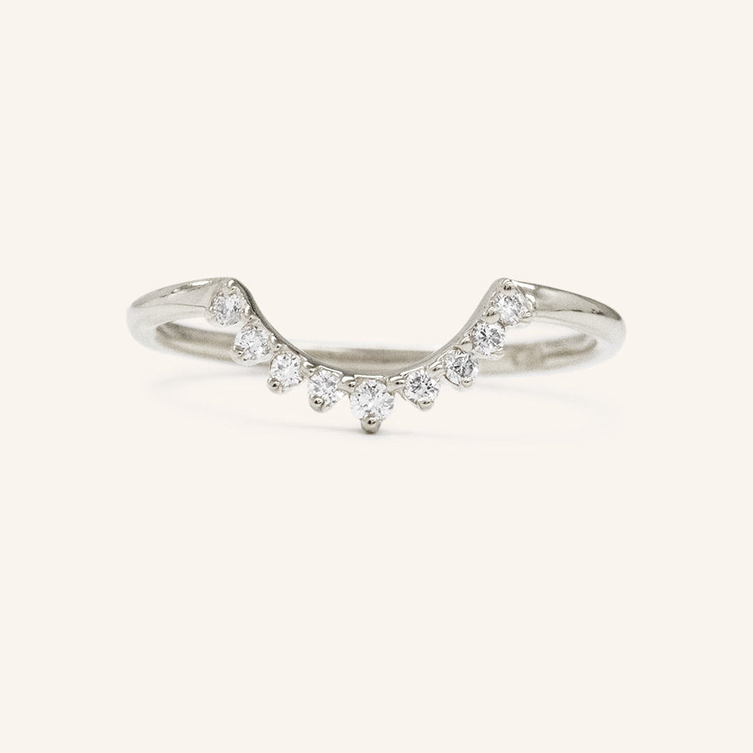 0.12 TCW Round Curved Moissanite Wedding Band