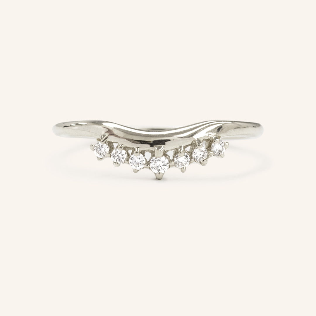 0.12 TCW Round Curved Moissanite Wedding Band