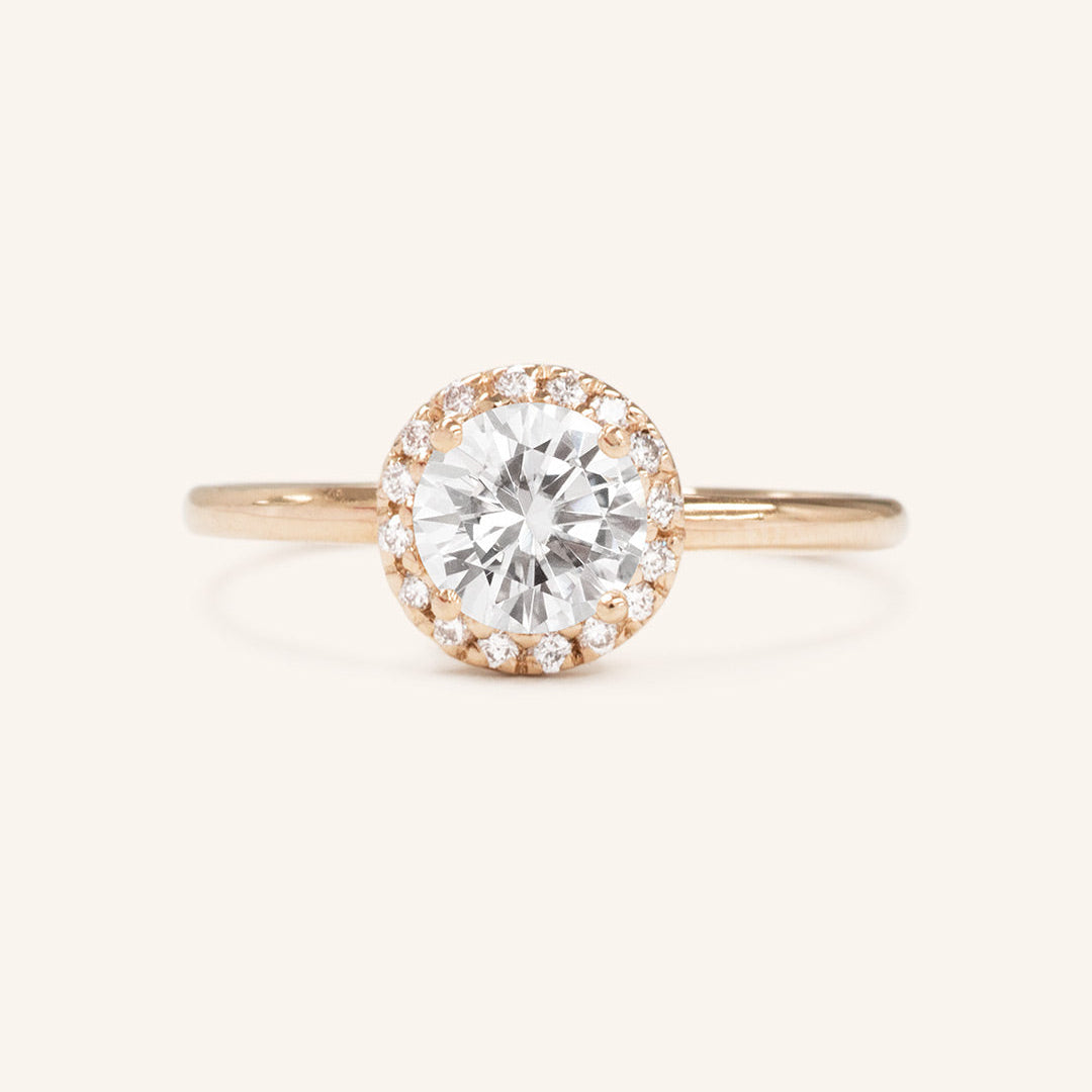 0.88 CT Round Halo Moissanite Engagement Ring