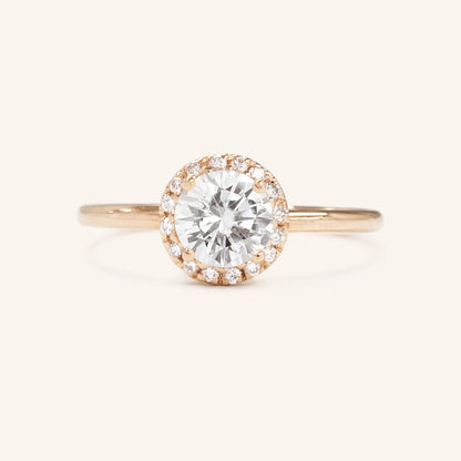 0.88 CT Round Halo Moissanite Engagement Ring