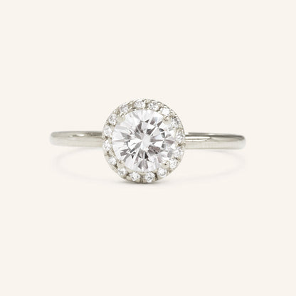 0.88 CT Round Halo Moissanite Engagement Ring