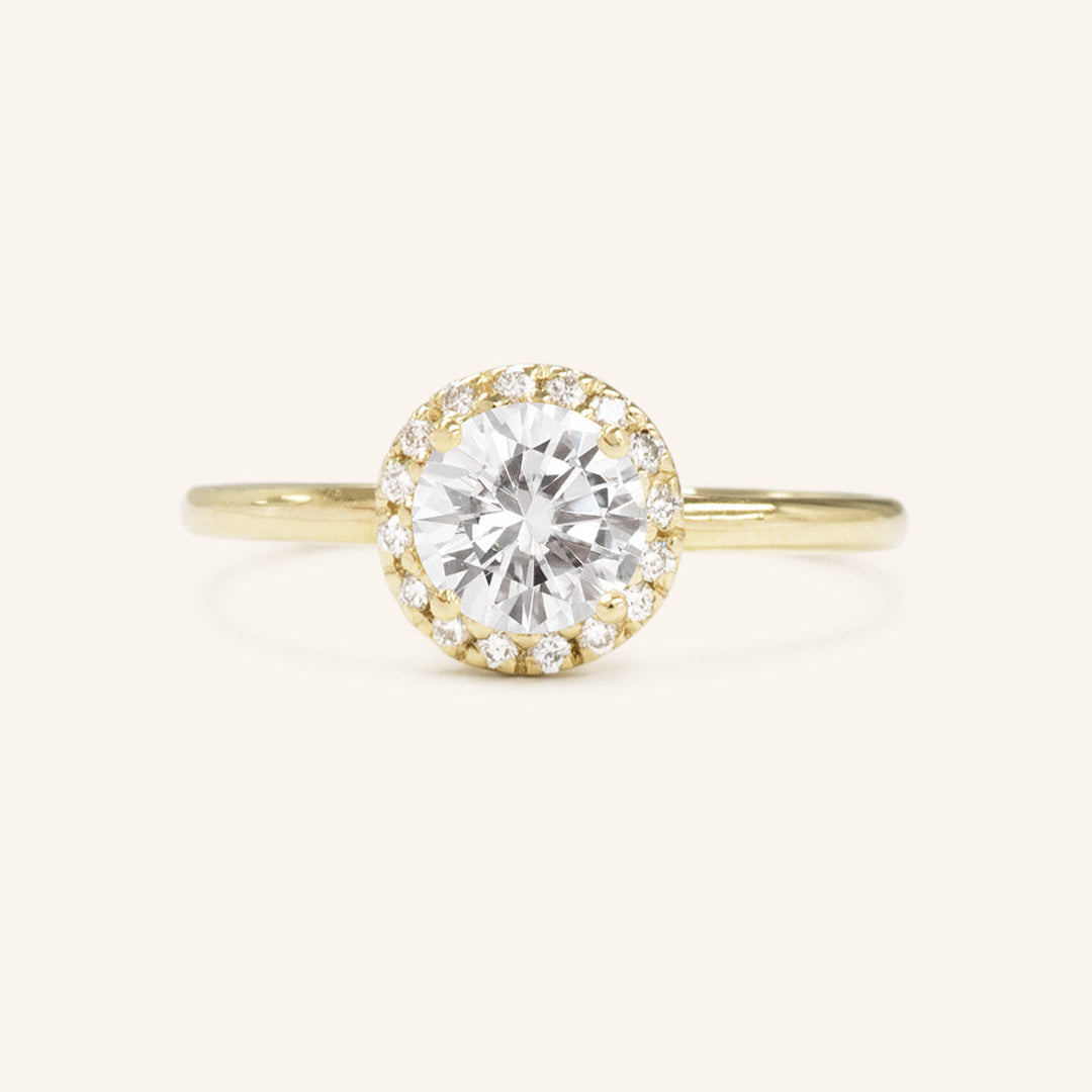 0.88 CT Round Halo Moissanite Engagement Ring