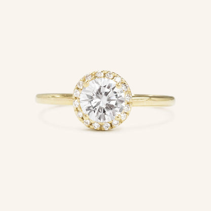 0.88 CT Round Halo Moissanite Engagement Ring
