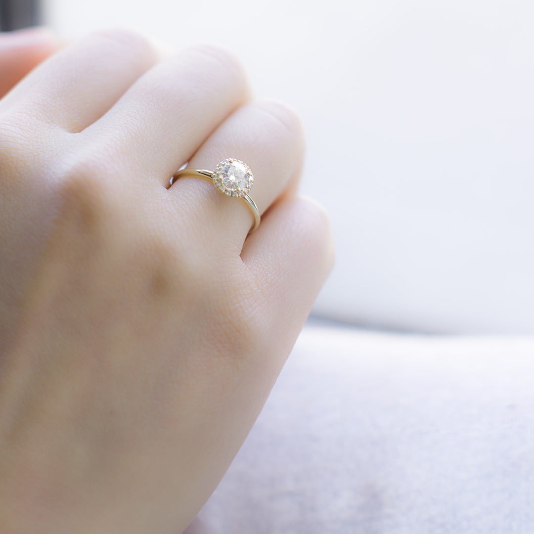 0.88 CT Round Halo Moissanite Engagement Ring