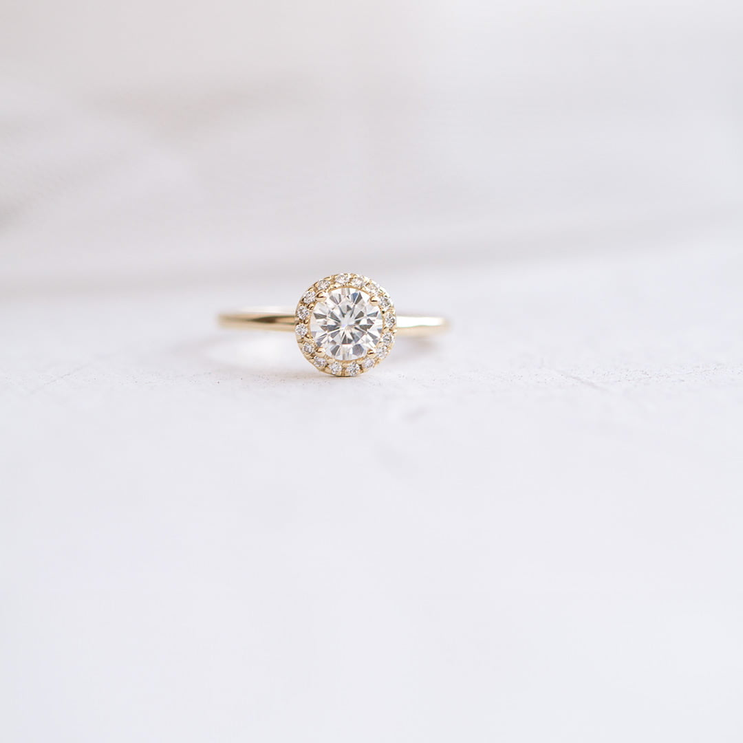 0.88 CT Round Halo Moissanite Engagement Ring