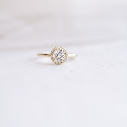 0.88 CT Round Halo Moissanite Engagement Ring