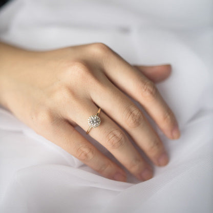 0.88 CT Round Halo Moissanite Engagement Ring