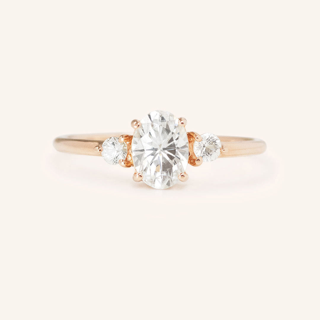 1.71 CT Oval Three Stone Moissanite Engagement Ring