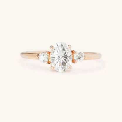 1.71 CT Oval Three Stone Moissanite Engagement Ring