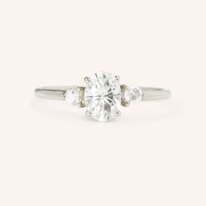 1.71 CT Oval Three Stone Moissanite Engagement Ring