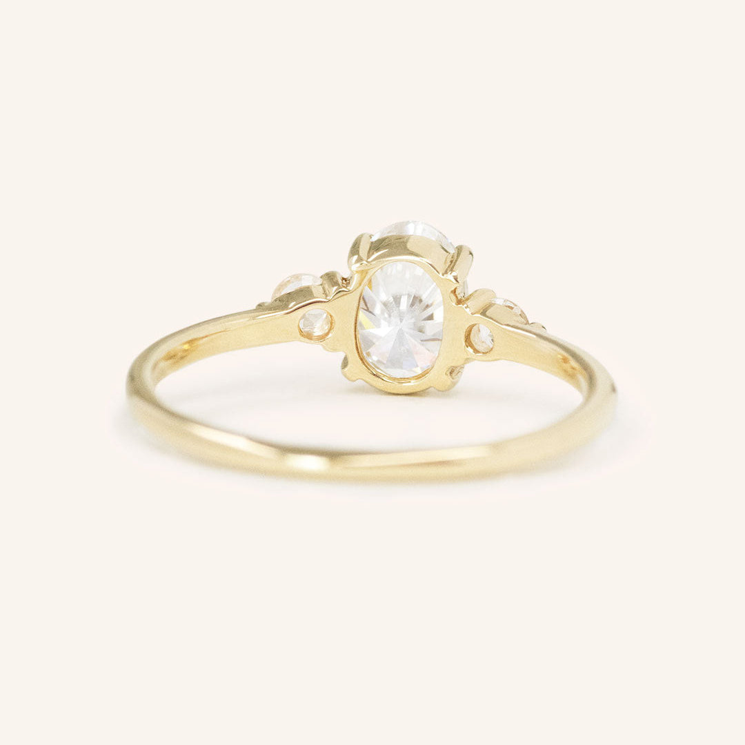 1.71 CT Oval Three Stone Moissanite Engagement Ring