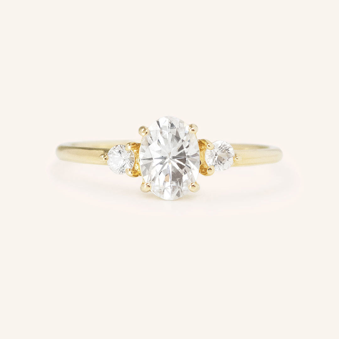 1.71 CT Oval Three Stone Moissanite Engagement Ring