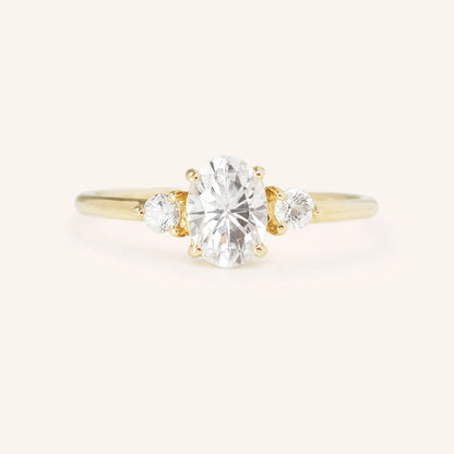 1.71 CT Oval Three Stone Moissanite Engagement Ring