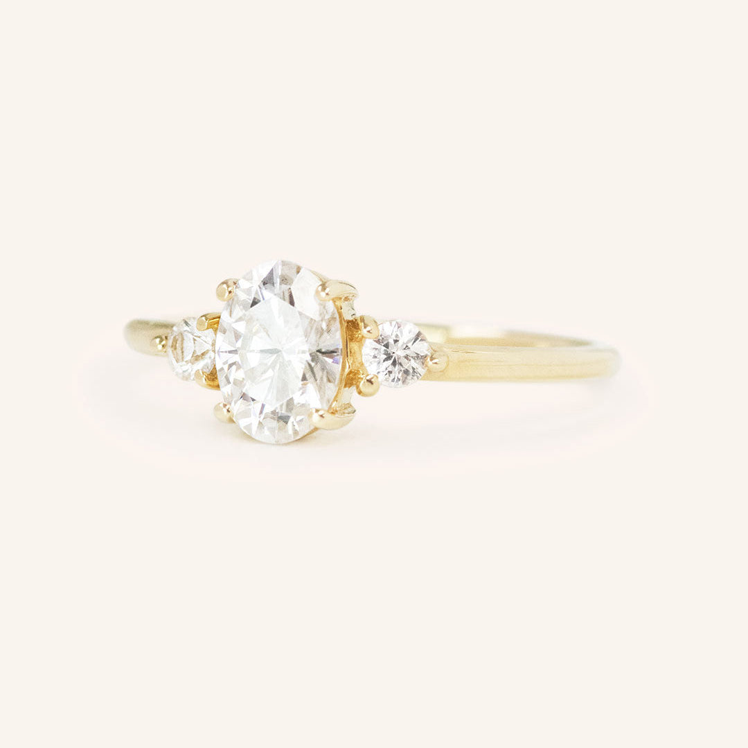 1.71 CT Oval Three Stone Moissanite Engagement Ring