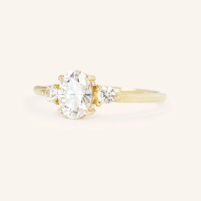 1.71 CT Oval Three Stone Moissanite Engagement Ring