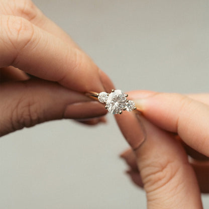 1.71 CT Oval Three Stone Moissanite Engagement Ring