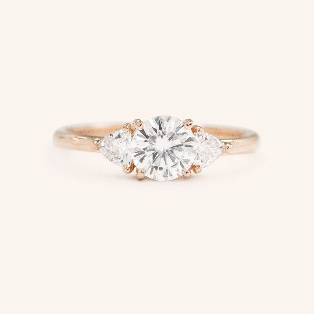 1.60 CT Round Three Stone Moissanite Engagement Ring