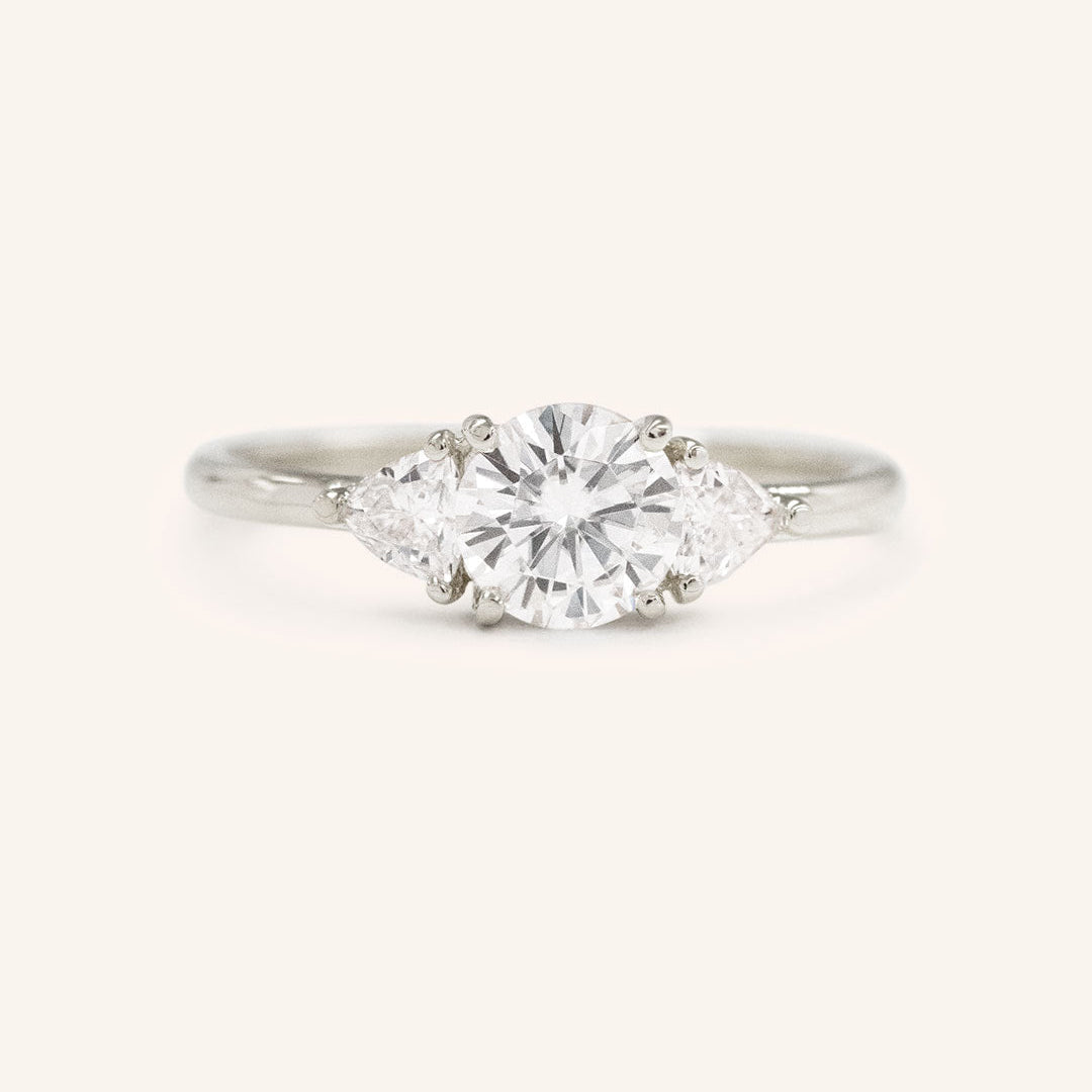 1.60 CT Round Three Stone Moissanite Engagement Ring