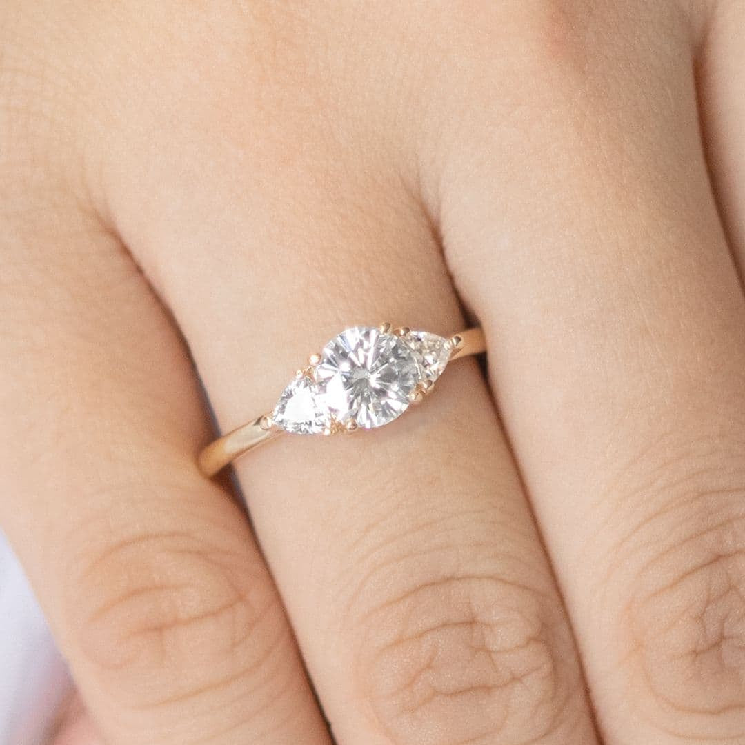 1.60 CT Round Three Stone Moissanite Engagement Ring