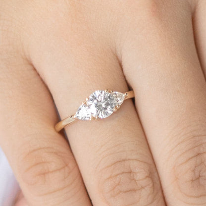 1.60 CT Round Three Stone Moissanite Engagement Ring