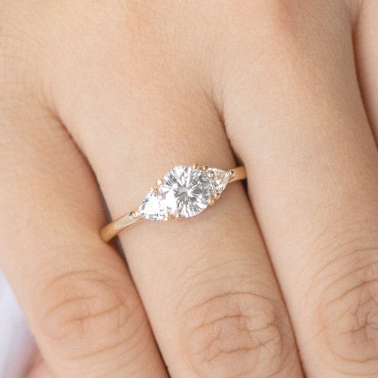 1.60 CT Round Three Stone Moissanite Engagement Ring