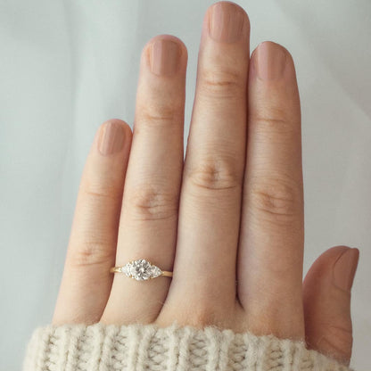 1.60 CT Round Three Stone Moissanite Engagement Ring