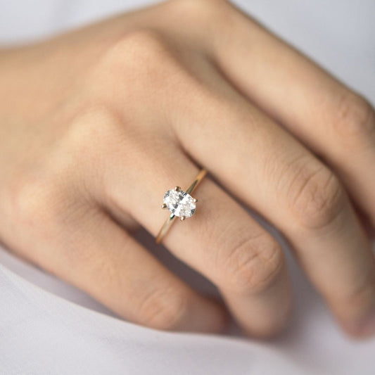 1.33 CT Oval Soliatiare Moissanite Engagement Ring