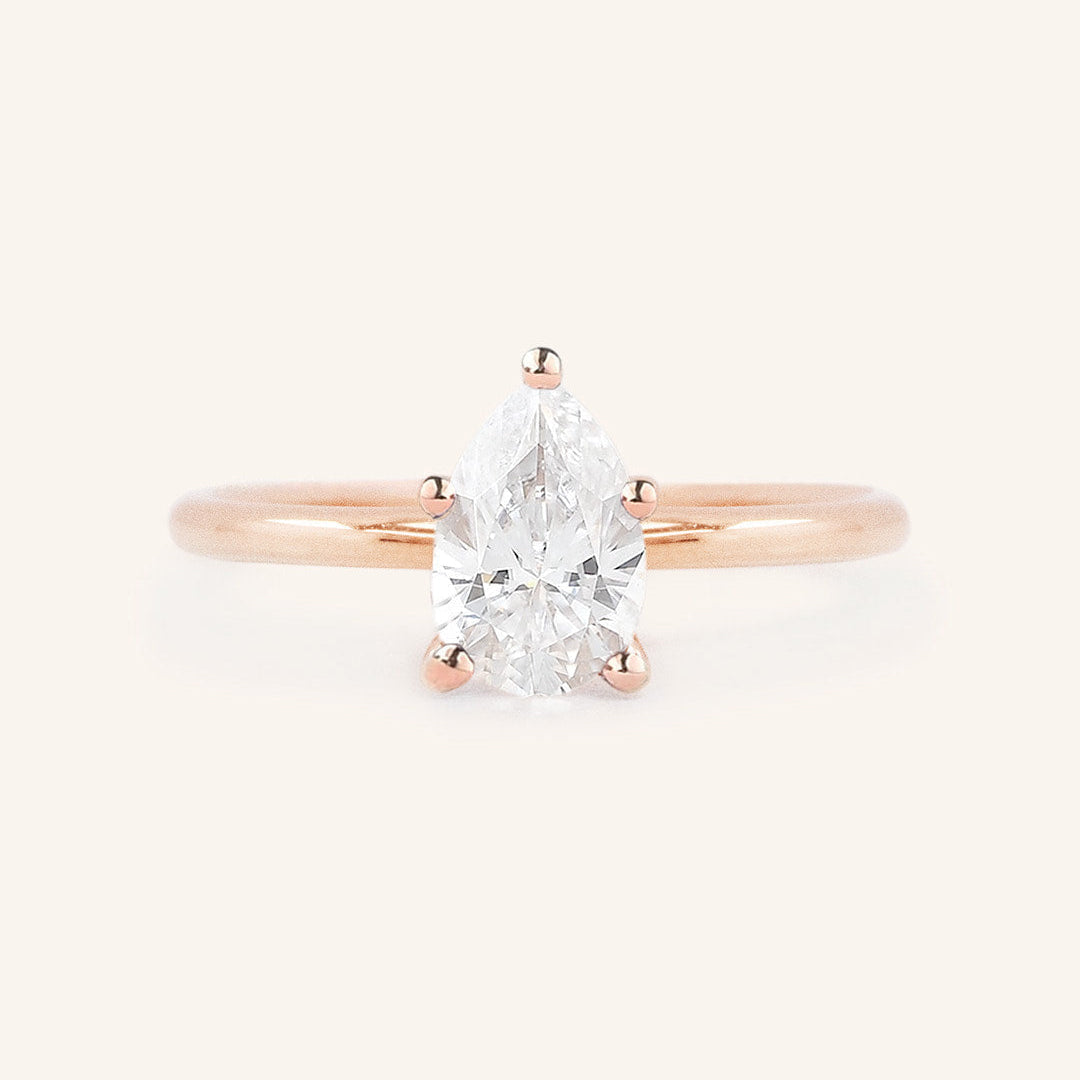 0.85 CT Pear Solitaire Moissanite Engagement Ring